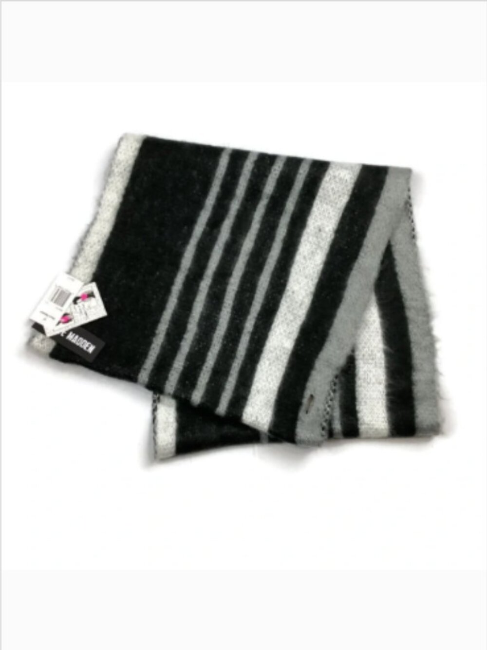 Steve Madden Black and Gray Striped Infinity Scarf NEW!